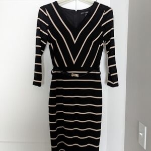 White House Black Market - Black and White Dress with Belt